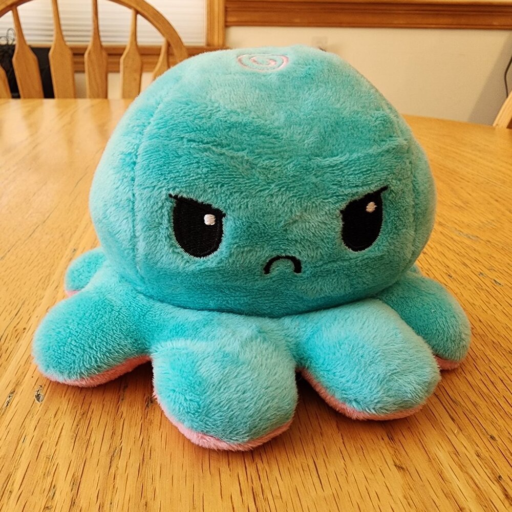 TeeTurtle Aqua/Pink The Original Reversible Octopus Plushie Stuffed Animal Toy